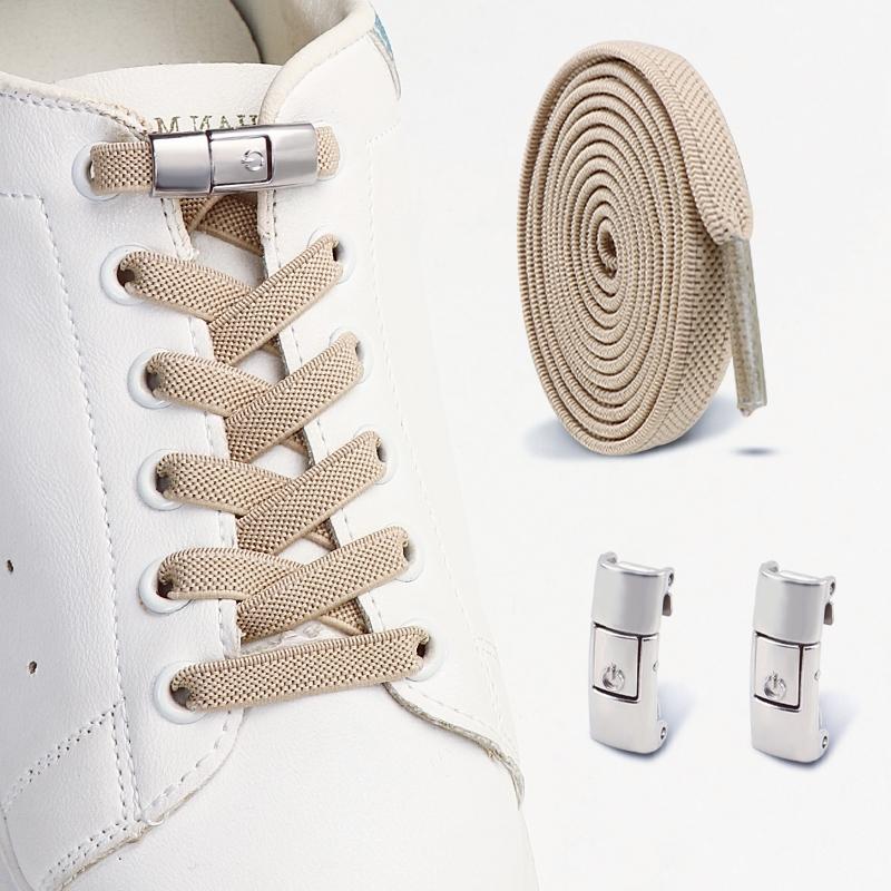 Flat Elastic Shoelace for Sneakers Sport Tieless Shoe Laces Press Lock No Tie Shoelaces One Size Fit All Adult Kids 1Pair/2Pair