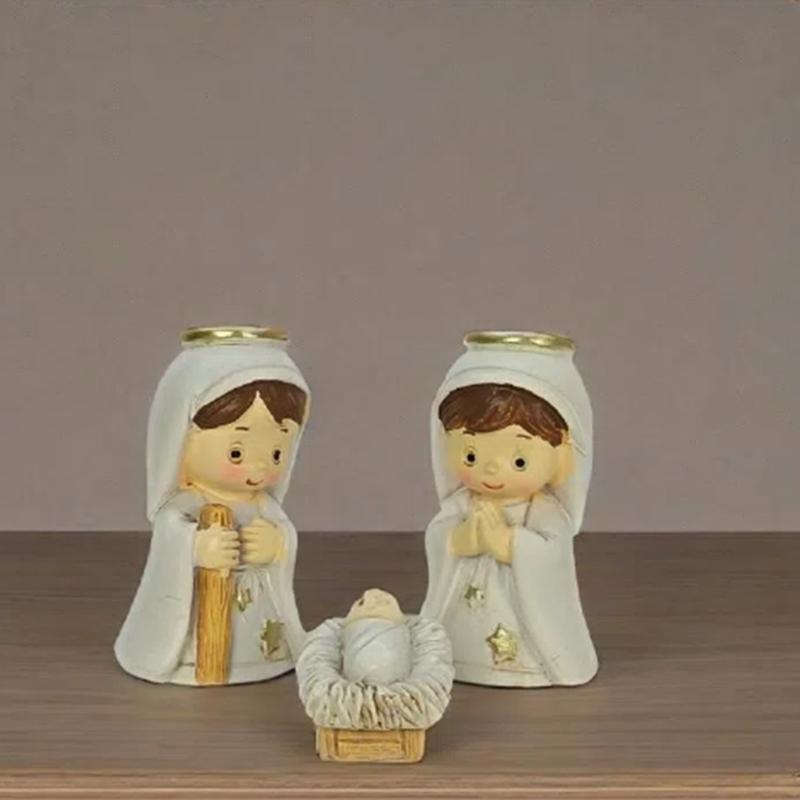Weihnachtskrippenfiguren Harze Krippenszene Statue mit Stall Heilige Familie Statue Tischdekorationen Heimdekorationen