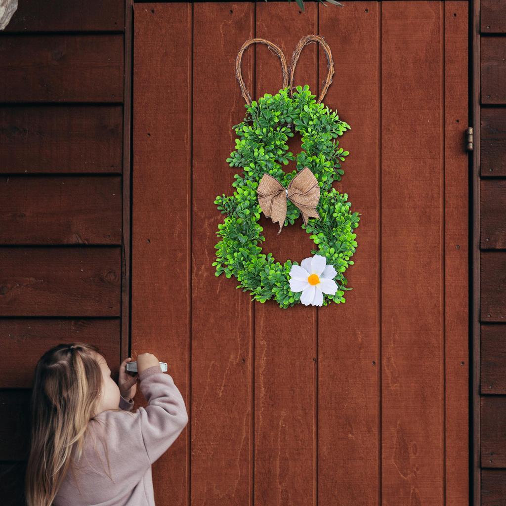 Easter Dead Branch Wreath Outdoor Garden Simulated Flower Door Hanging Creative Rabbit White Flower Wreath