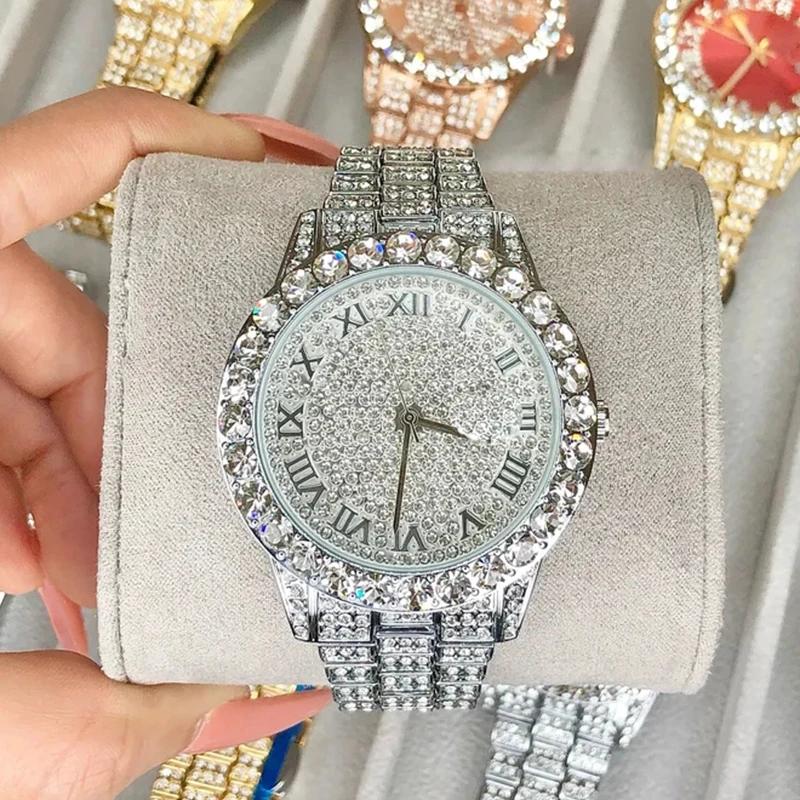 Luxury Shiny Diamond Watch for Women Elegant Brand Quartz Steel Bracelet Watches Zircon Crystal Fashion Wristwatch Clock