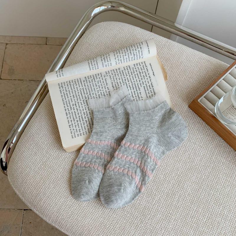 

Женские весенне-летние тонкие носки с сеткой, впитывающие пот, дышащие, с низким вырезом, с различными цветочными принтами 1 pair серый