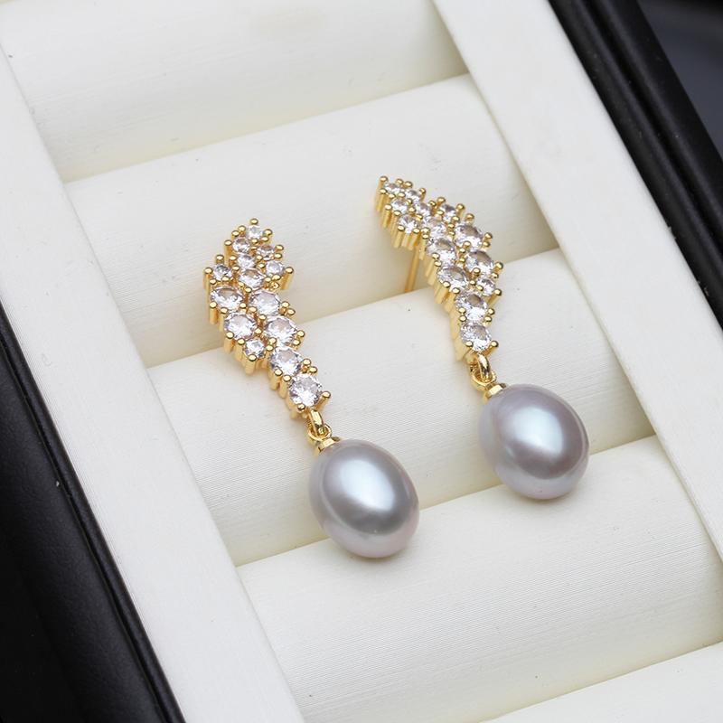 New Cultured Natural Pearl Earrings Jewelry Woman,Wedding Freshwater Stud Earrings Pearl Mother Wife Birthday Gift White Black