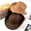Men'S And Women'S Cowboy Hats Woolen One-Word Top Fashion Punched Hat Jazz Hat Big-Brimmed Top Hat