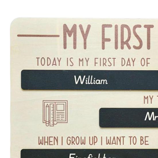 First Day of School Board Dry Erase Reusable Back to School Wooden Commemorative Sign Decoration Preschool Kindergarten Students Souvenir Gift