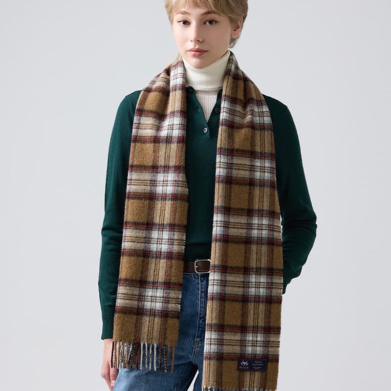 ABRAHAM MOON Merino Wool Muffler 25cm - Camel Stewart