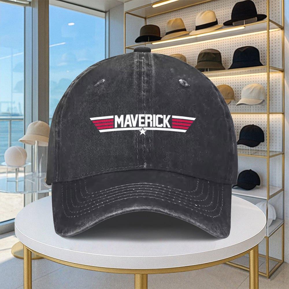MAVERICK Retro Baseball Cap for Men Women Adjustable Buckle Strap Lightweight Unisex Hat with Iconic MAVERICK Suitable for