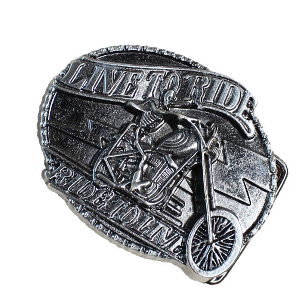 Engraved Skull Pattern Belt Buckle Motorcycle Theme Metal Buckle Belt Accessory For Casual Outfit And Riding Adventure