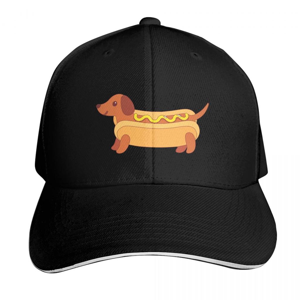 Hotdog Weiner Dog Baseball Cap Contrast Two Tone Brim Snapback Flat Bill Strapback Dad Hat