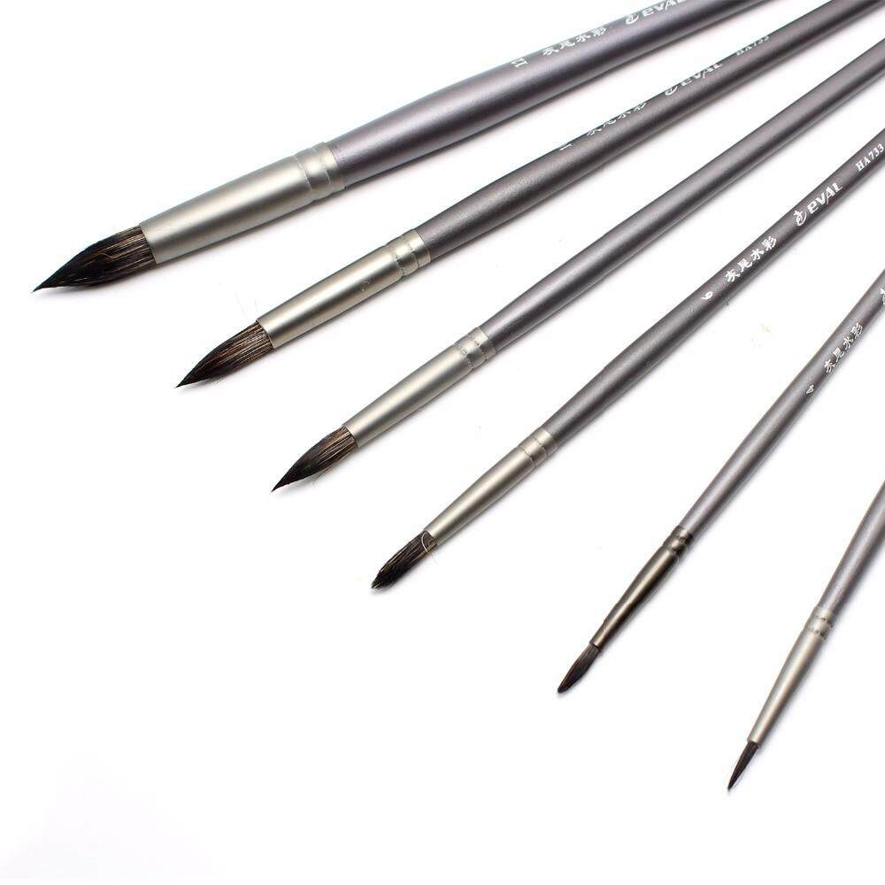 JOWOART 6 Pcs Artist's Paint Brush Gouache Brushes Hair Squirrel Round Brush for Watercolor Oil Acrylic Art School Supplies Material6 Pc