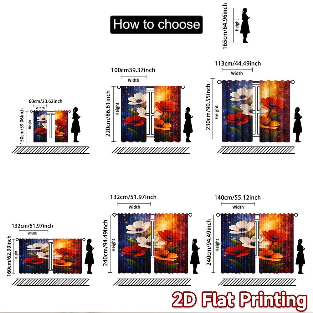 2D flat printing 2pcs Curtain Party Curtains Cosmic Bloom Beauty Digital Printed Polyester Drapes Birthday Party for Festive and