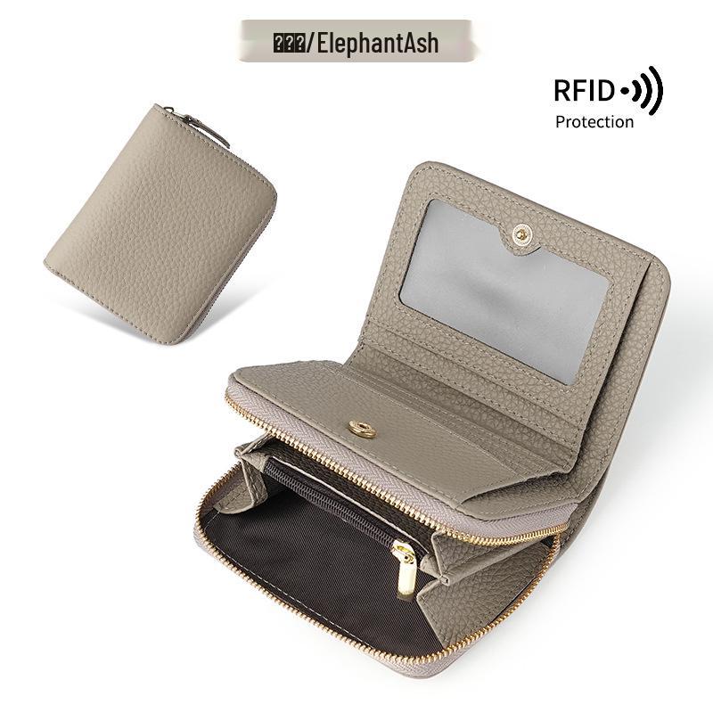 Women's Japanese Mini RFID Leather Wallet: Anti-Theft Card Holder & Zipper Coin Purse