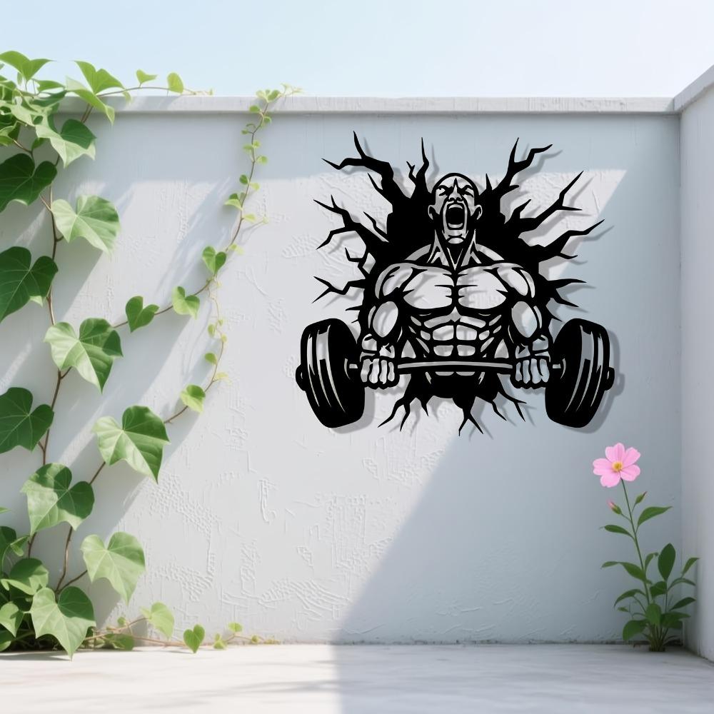 Iron Bodybuilder Wall Art Sculpture Weatherproof Outdoor Indoor Gym Decor Gift