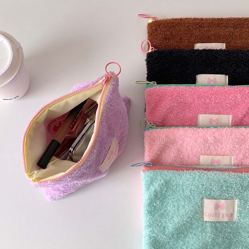 Bolsa de pelúcia para guardar joias, estojo para lápis de grande capacidade, para meninas/meninos