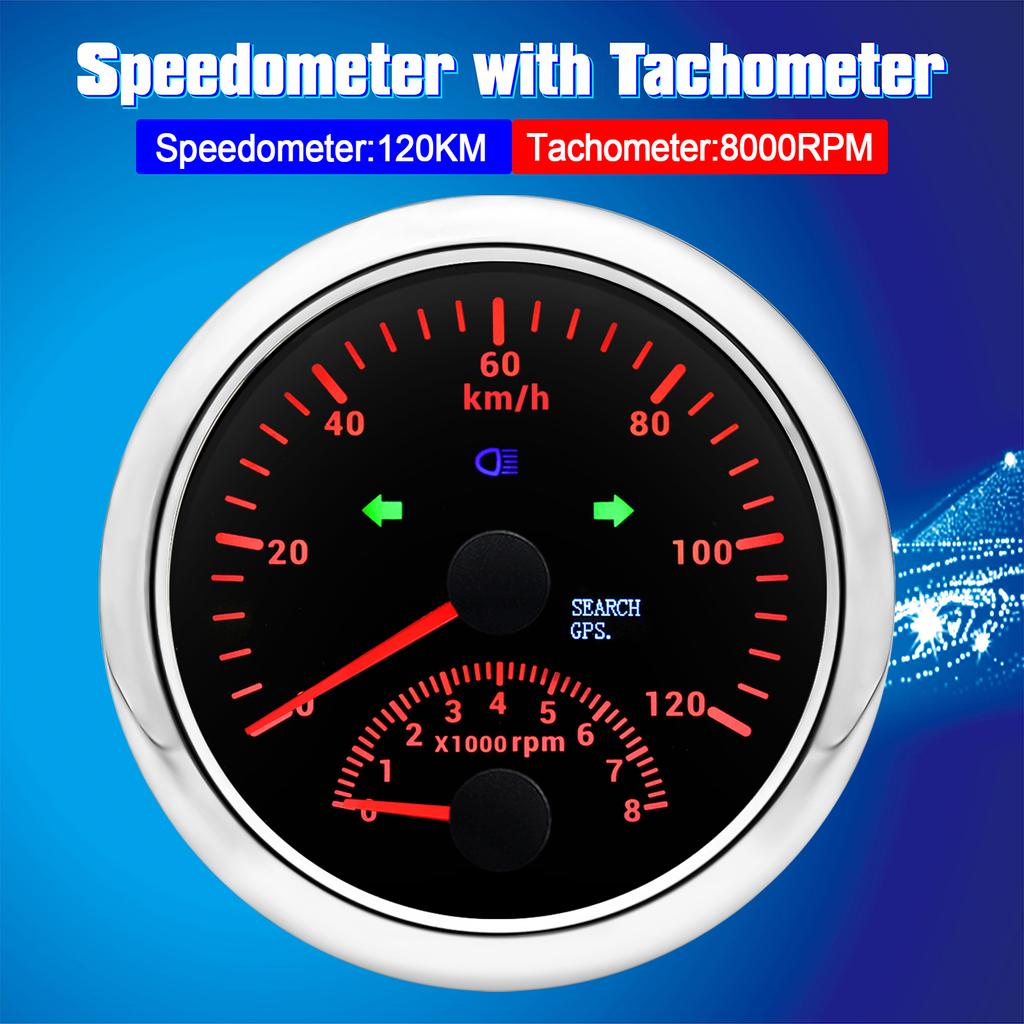 HD 200KM/H 120KM/H Universal 2 in 1 85mm Digital Car GPS Speedometer With Tachometer 0-8000RPM Tacho Sensor for Marine Boat Car Speedometers 1