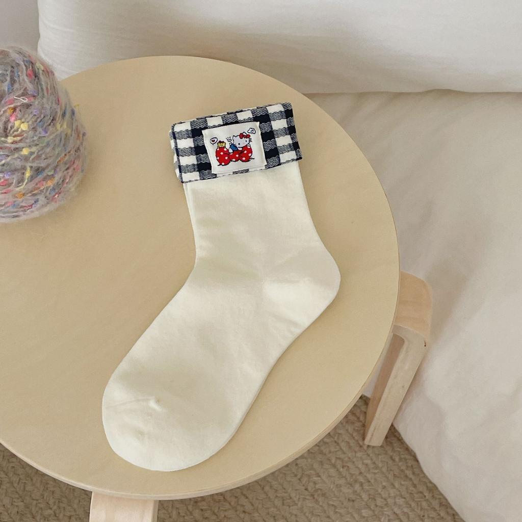 Weiße Kätzchen Süße Socken Frühling Baumwolle Mittelschaft Koreanischer Trend Schleife Stapelbare Socken