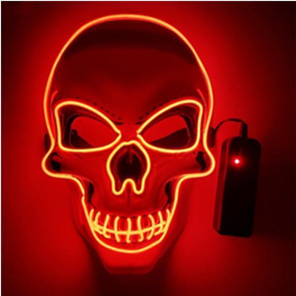 Halloween Horror Mask White Skull Shape Glowing Mask Ghost Festival Dance Atmosphere LED Mask