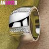 925 Sterling Silver Big Smooth AAA Zircon Ring Jewelry