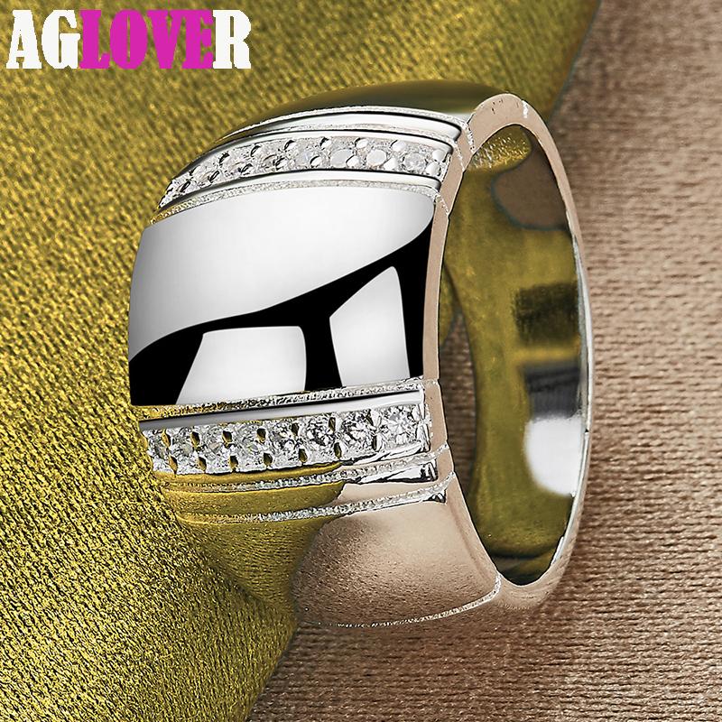 925 Sterling Silver Big Smooth AAA Zircon Ring Jewelry