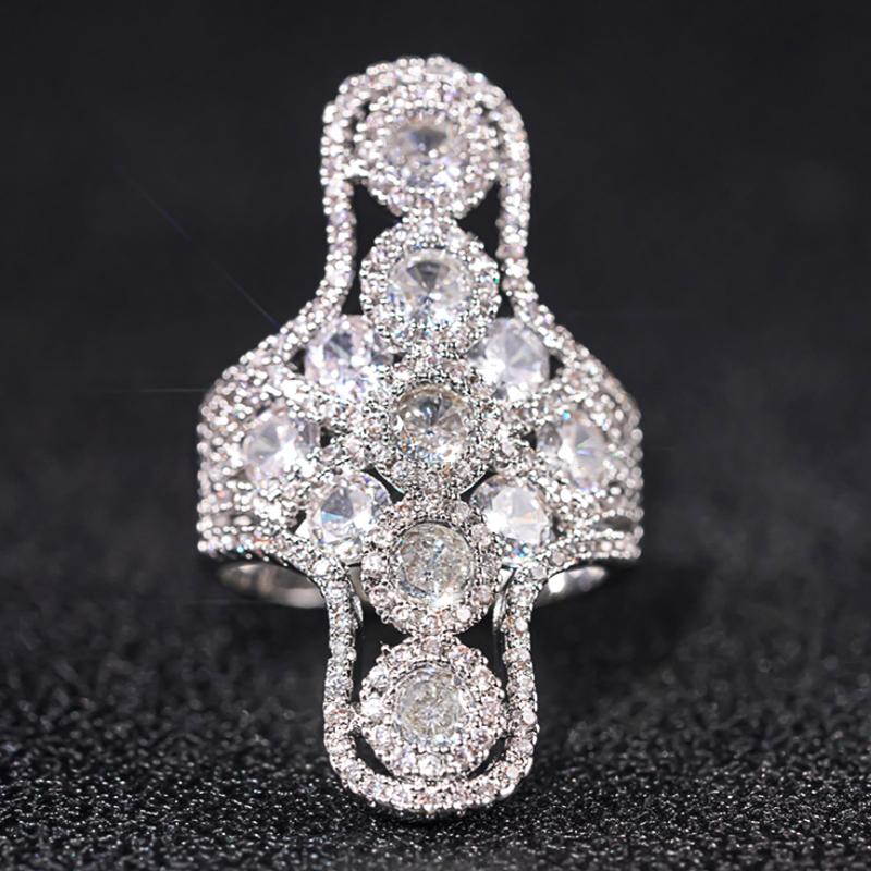 Xiaomi Huitan Geometric Design Women Ring Full Sparkling Cubic Zirconia Luxury Accessories for Party Daily Silver Color Fashion Jewelry