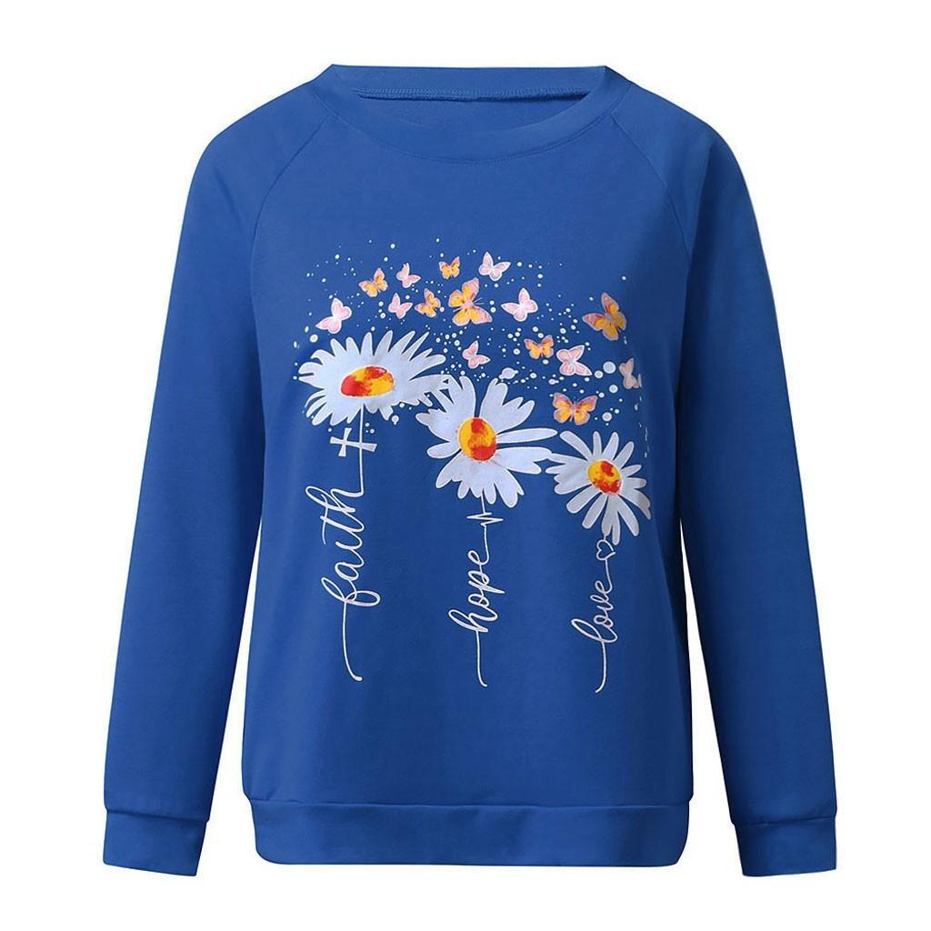 New Fashion Women's Loose Top Autumn And Winter Long Sleeve Round Neck Printed Casual Sweater