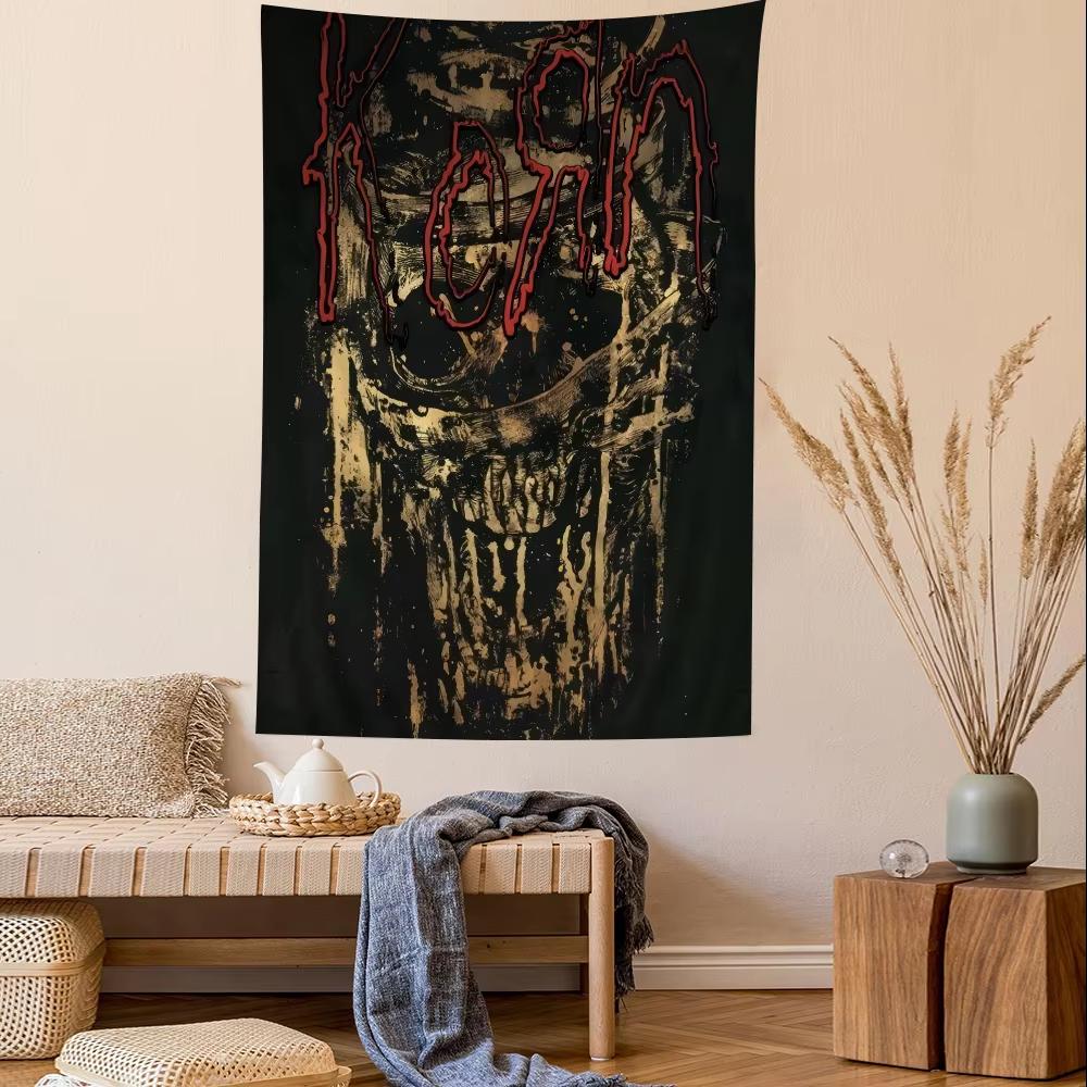 

Korn Rock Band Characters Anime Text Tapestry Hippie Flowers Wall Tapestry Decoration Dorm Decor Home Decor 74x94cm(29x37in)