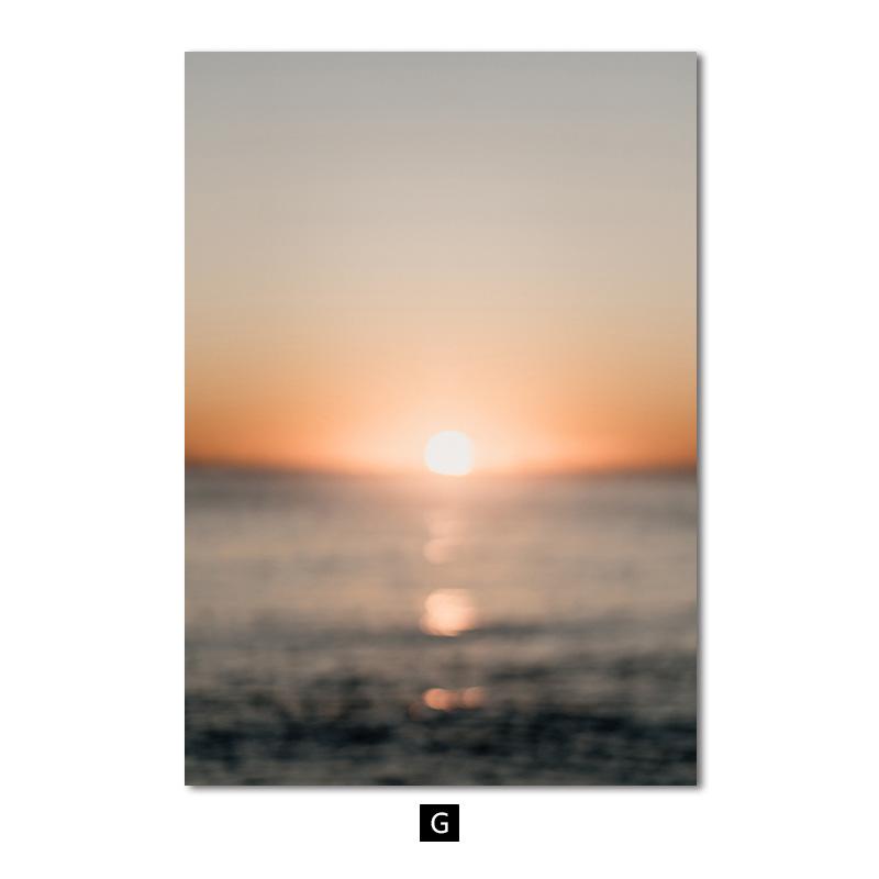 

Скандинавський природний пейзаж Настінне мистецтво Плакат Пляж Схід сонця Захід Друк на полотні Картина Сучасна картина для домашнього декору вітальні 30x40cm No Frame