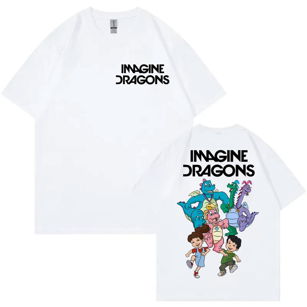 Limited Imagine Dragons Rock Band Cartoon Tshirt Loom World Tour Merch T Shirts Unisex Women High Quality Fashion Top Streetwear