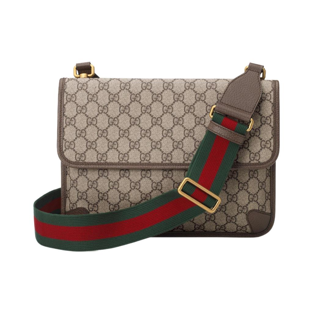 Gucci GG Supreme Tiger Head Messenger Bag Beige Brown Leather Red Green Web Stripe Crossbody Handbag for Women Daily Commute Travel 495654-9C2VT-8745