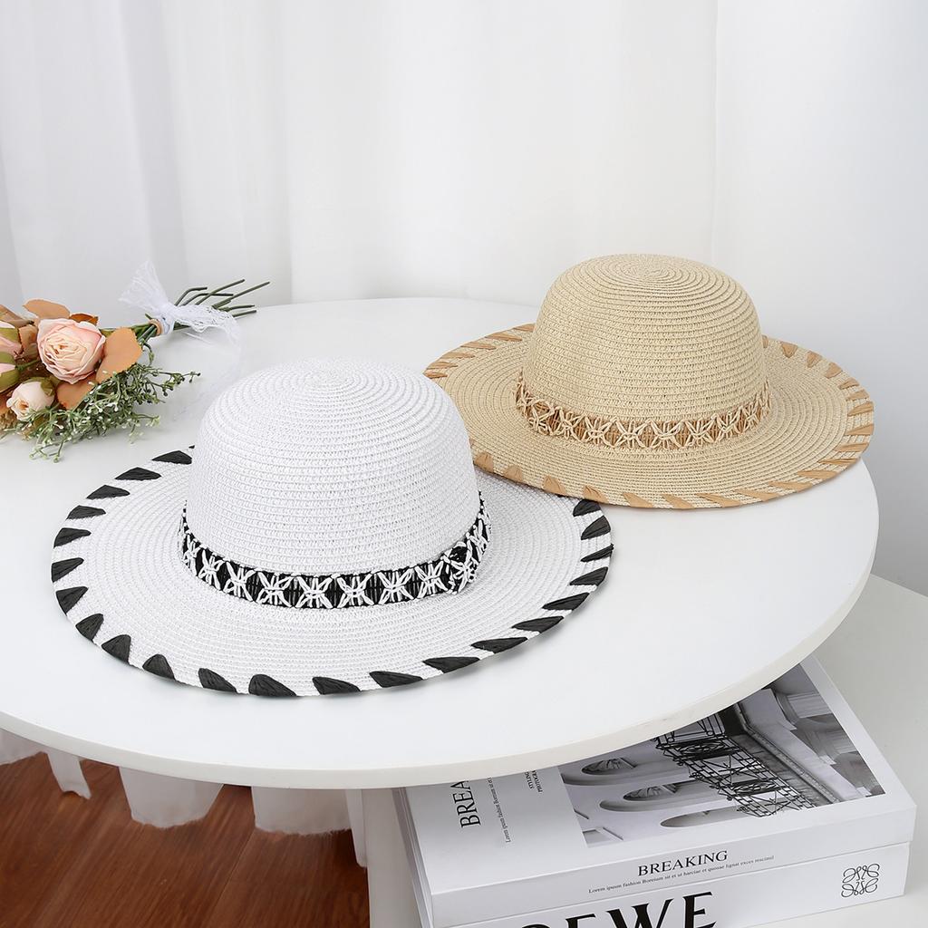 New Beach Hat East Asian Fashion Vacation Style Woven Straw Hat Dome Sun Hat Manufacturers Wholesale
