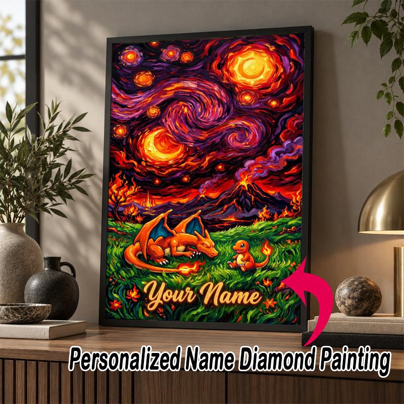 Personalized Charizard Diamond Art Custom Name 5D Diamond Painting Full Drill DIY Craft