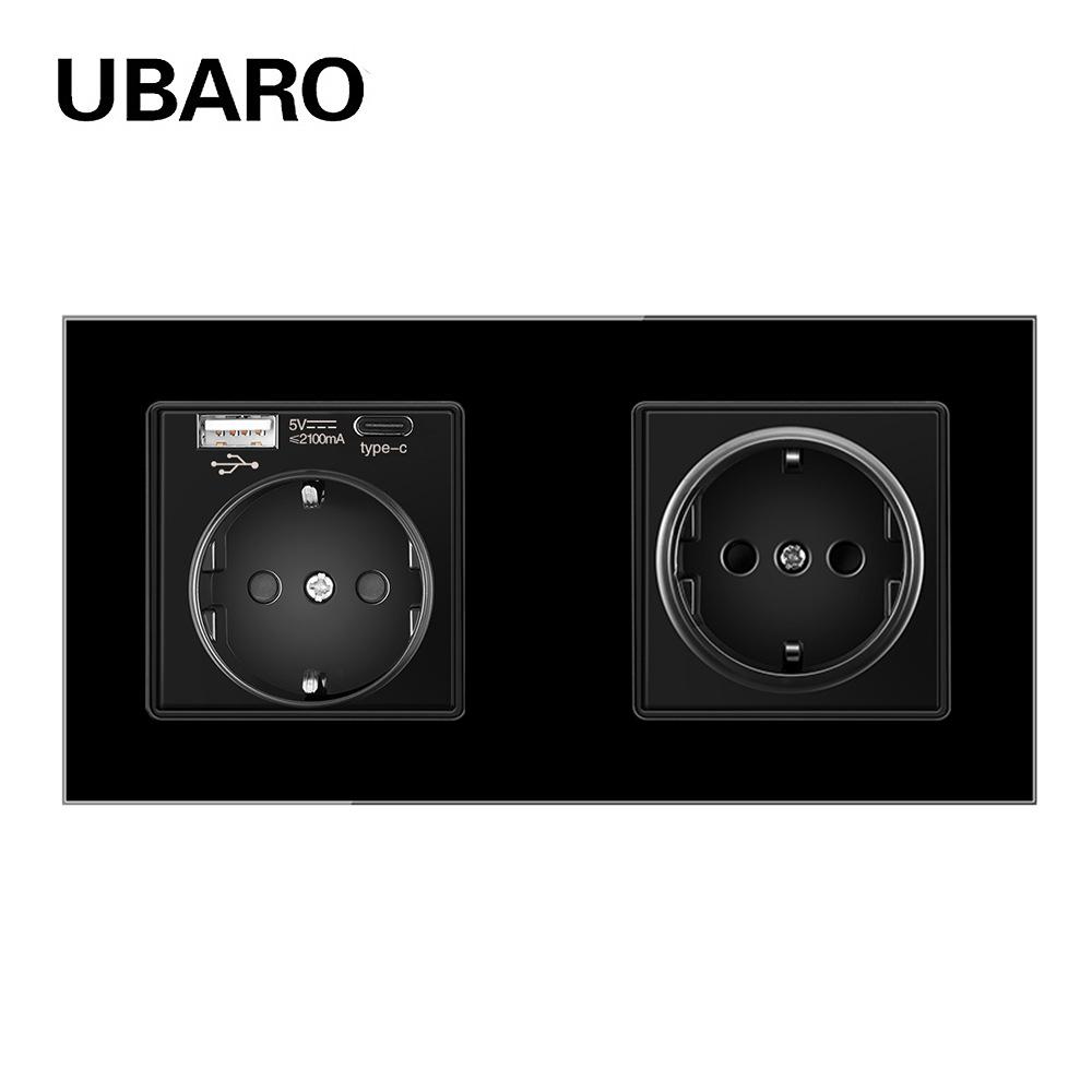 Bseed Europe Russia 16A Wall Power Socket White Black Grey Gold Crystal Glass Panel Plug Electrical Outlet for Home Improvemet
