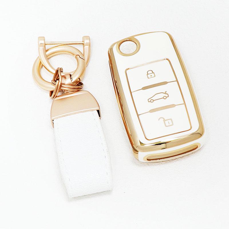 Fashion Tpu Auto Keyless Protector Car Key Fob Case Cover For Vw Tiguan Beetle Eos Jetta Golf Up Polo T5 Caddy Keychain