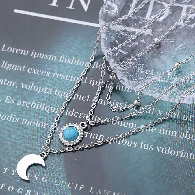 Turquoise Moon Necklace For Women Exquisite Workmanship Unique And Lovely Turquoise Necklaces Silver
