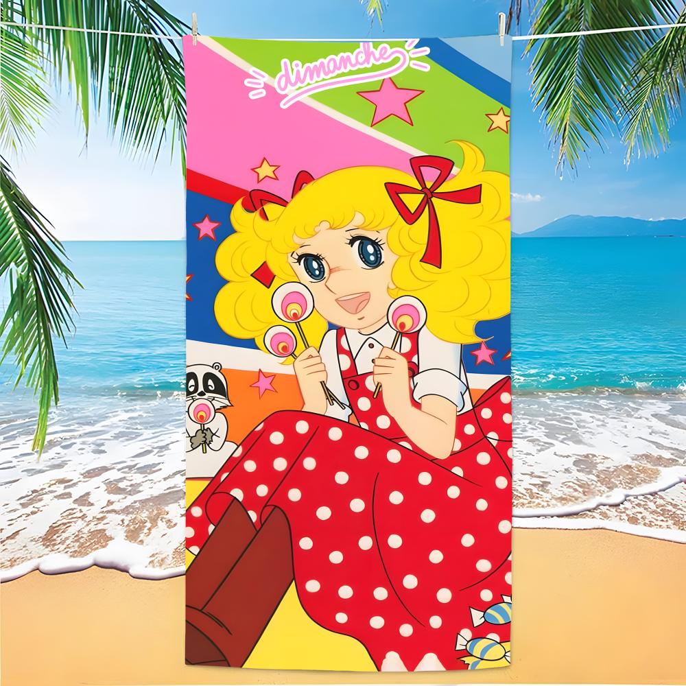 Anime Candy Candy Towel Polyester Beach Towel Quick Dry Sand Free Bath Towel for Summer Pool Travel Vacation