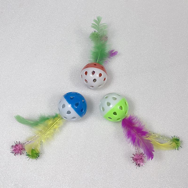 3pcs Cat Chew Toy Training Bite-resistant Bell Squeaky Kitten Toy Feather Interactive Teeth Cleaning Cat Toy Supplies