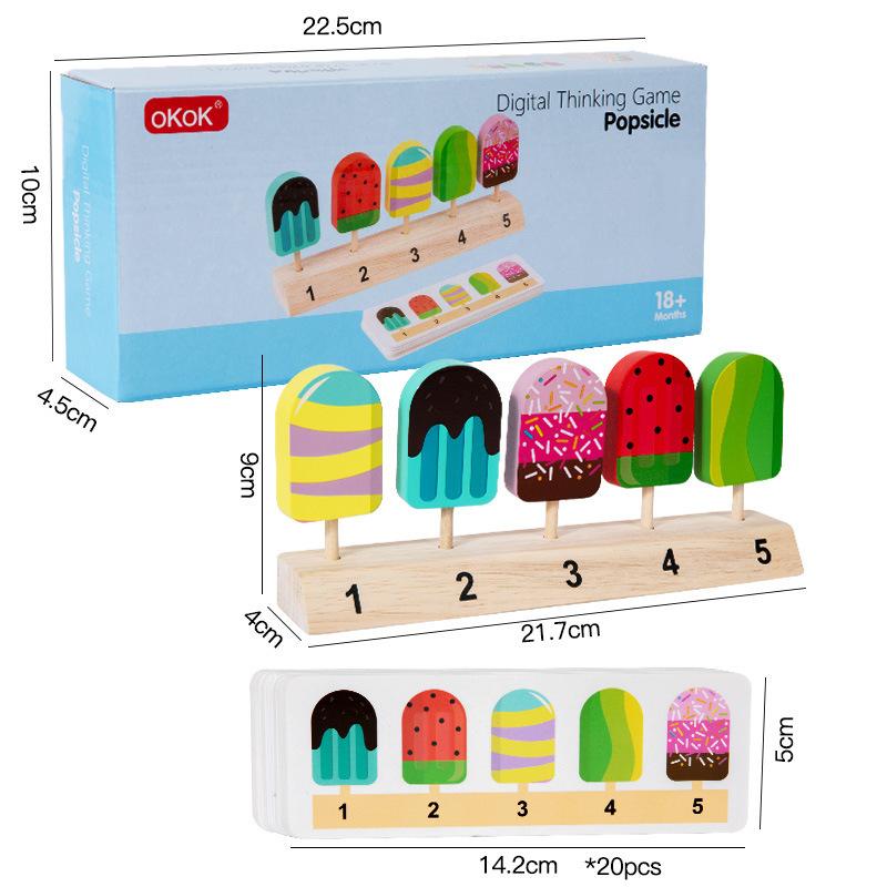 Wooden Children'S Play House Toy Lollipop Ice Cream Ice Cream Stick Logical Thinking Parent-Child Play Interactive Gift