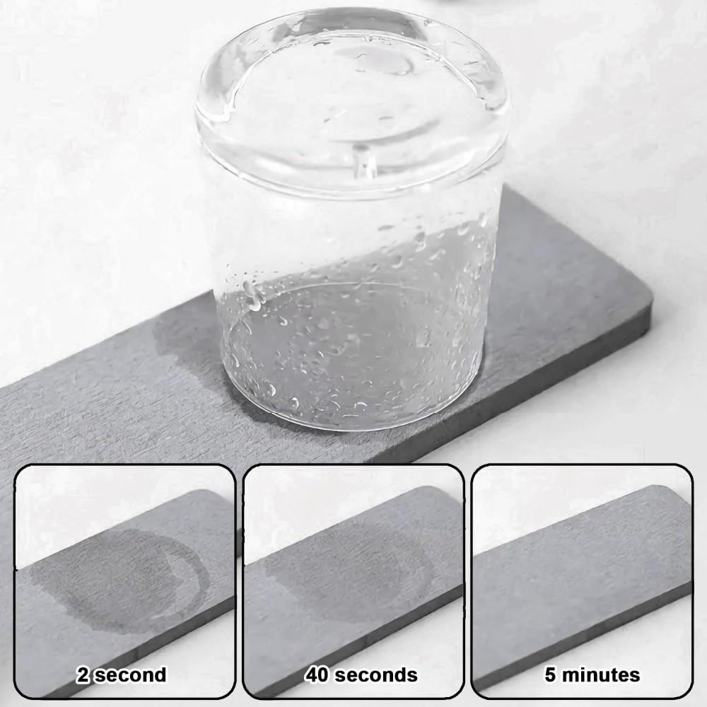 5PCS Quick Dry Solid Color Diatomaceous Bathroom Shower Pad Absorbent Mat Faucet Drain Diatomite Desktop Mat Grey