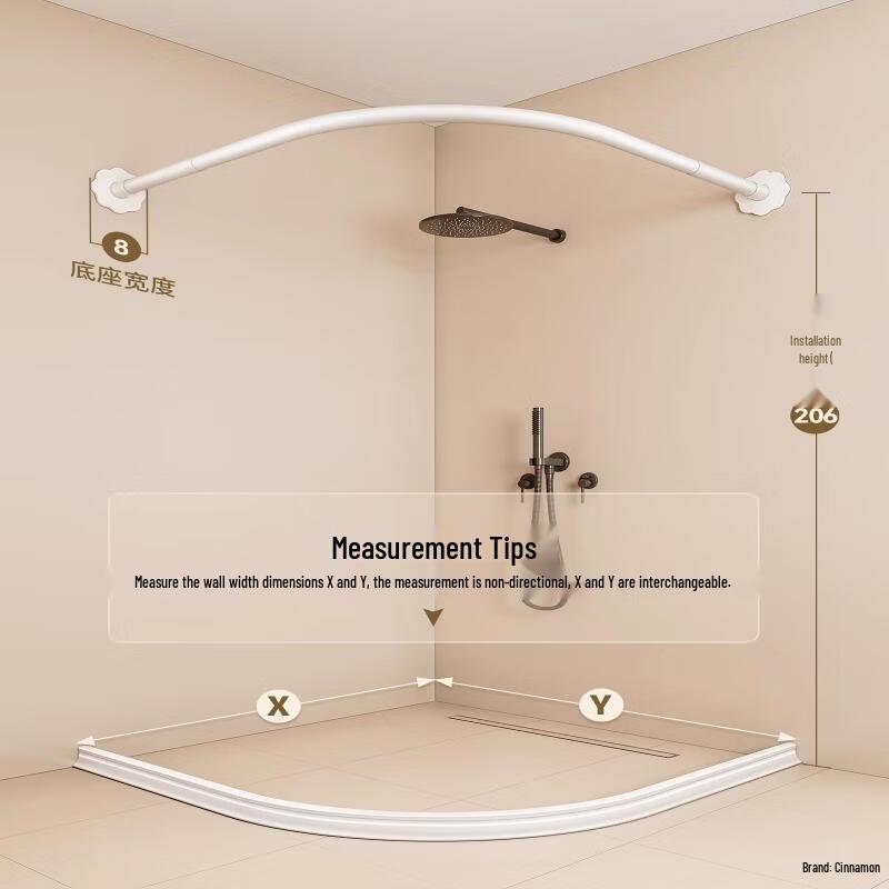 Handun Magnetic Weighted Shower Curtain Set with Telescopic S-Rod