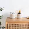 LMETJMA Macrame Makeup Organizer Boho Wicker Pencil Holder Makeup Brush Holder Organizer Comb Brushes Mini Storage Basket
