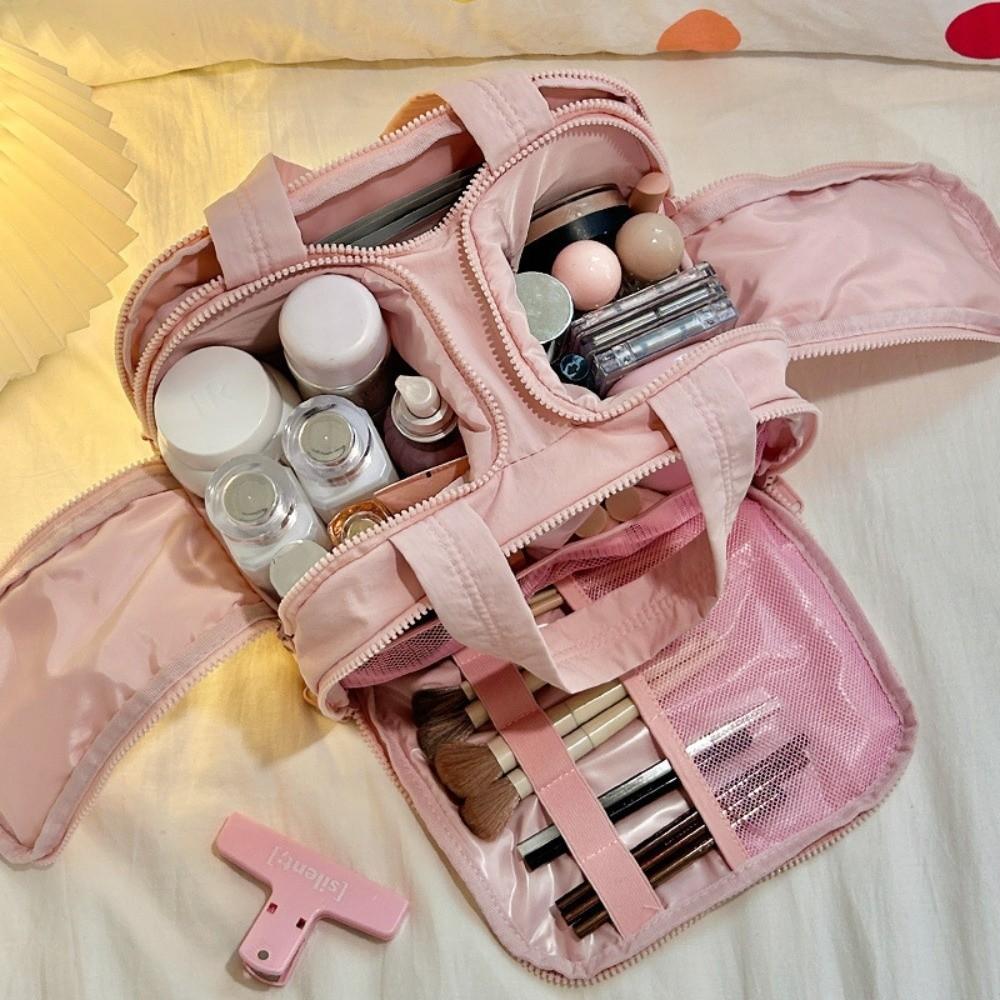 Double Side Open Travel Toiletry Bag Multipocket Design Women Cosmetic Tote  Bathroom Storage