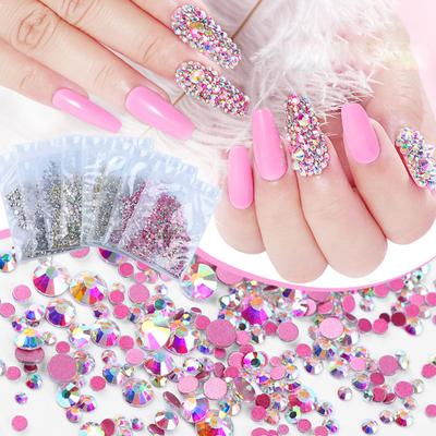 1440 Pièces Strass Cristal AB à Dos Plat en Paquet Vrac SS3-SS20 Strass AB Clair pour Nail Art