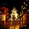 Christmas Gift for Kids 3D Wooden LED Night Light Hollow Carved Tabletop Decor Holiday Decoration with Warm Glow Festive Home And Office Light Lamp