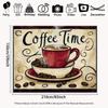 2D Red Coffee Cup Vintage Backdrop for Coffee Shop, Brunch Party and Home Decor