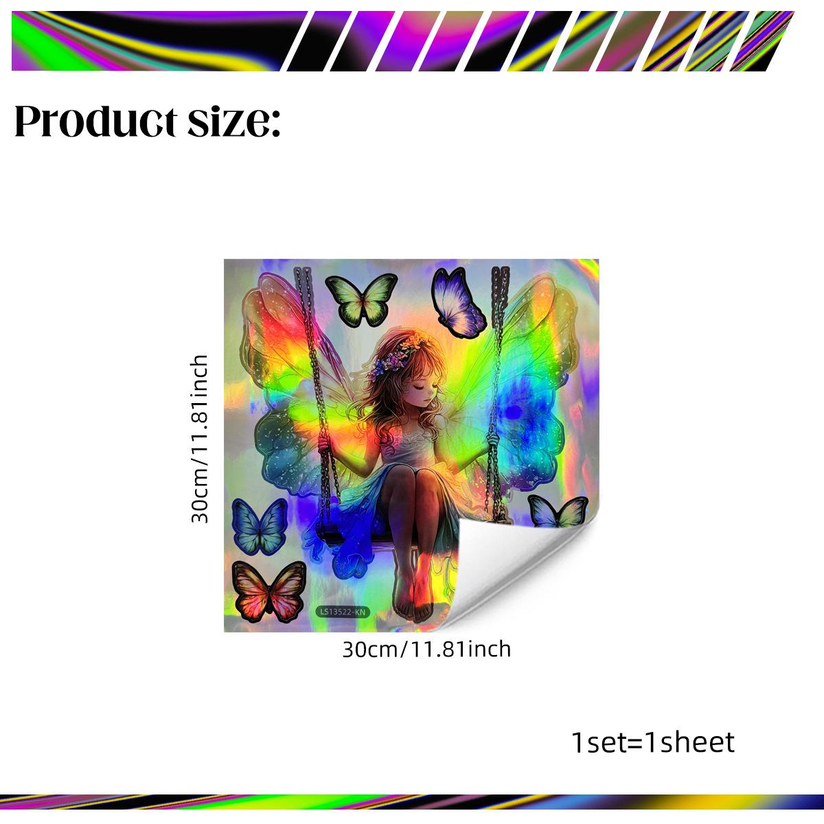 

Ls13522 Лазерный Материал Постепенное Изменение Танцующая Девушка Бабочка Наклейка На Стену Угол Обзора Разные Узоры И Цвета