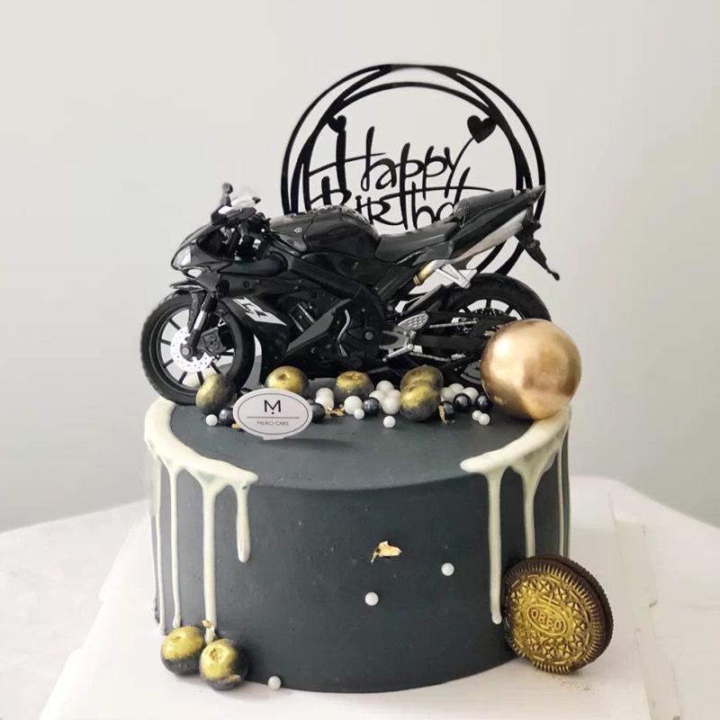 Father's Day Motorcycle Cake Topper: Alloy Slide Motorcycle Model Birthday Gift