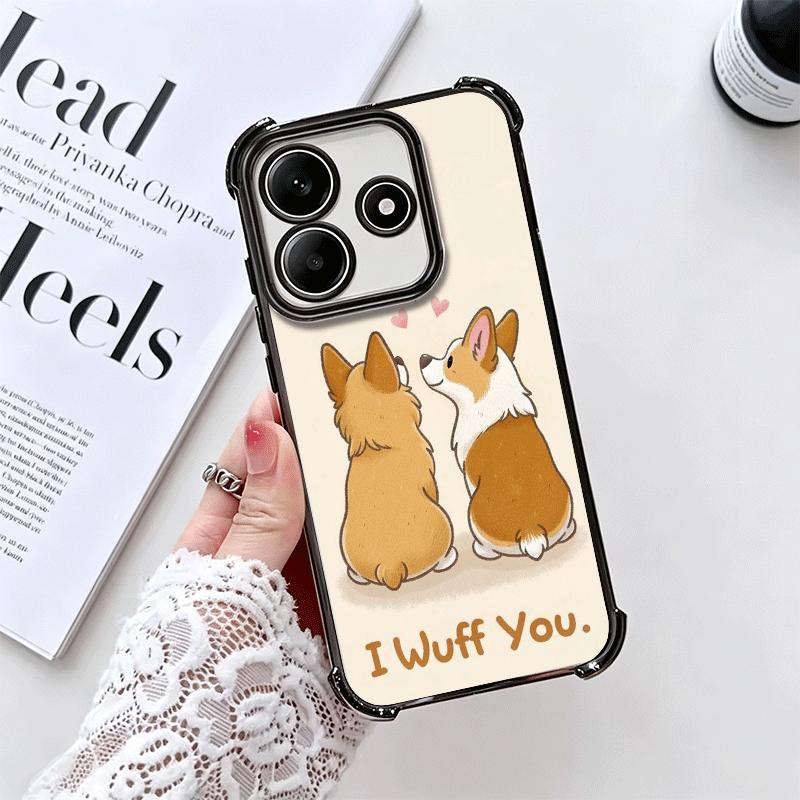 Corgi Hund Süß Vergoldet Handyhülle Für Xiaomi Redmi Note 14 15 Pro Plus 13 12 11 11S 11T 10 9S 9 5G Sturzfest Airbag Abdeckung