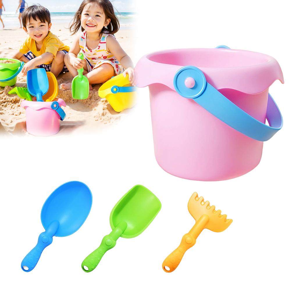 4Piece Kids Beach Sand Toy Set Water And Sand Shovel Beach Bucket Soft Rubber Summer Children Playing With Sand Toys