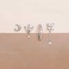 4PCS Zircon Star Moon Flower Small Hoop Earrings Set For Women Stainless Steel Huggies Pendant Piercing Earrings Jewelry Aretes