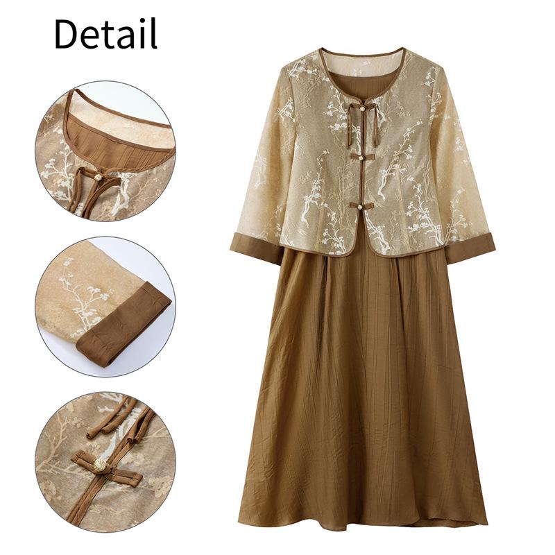 Elegant Mother's Spring Suit & Summer Dress Set for Middle-Aged Women