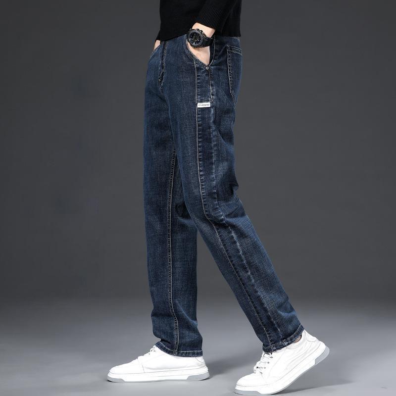 

2024 Осень-зима джинсы мужские осенние толстые свободные деловые прямые мужские брюки повседневные мужские брюки 38